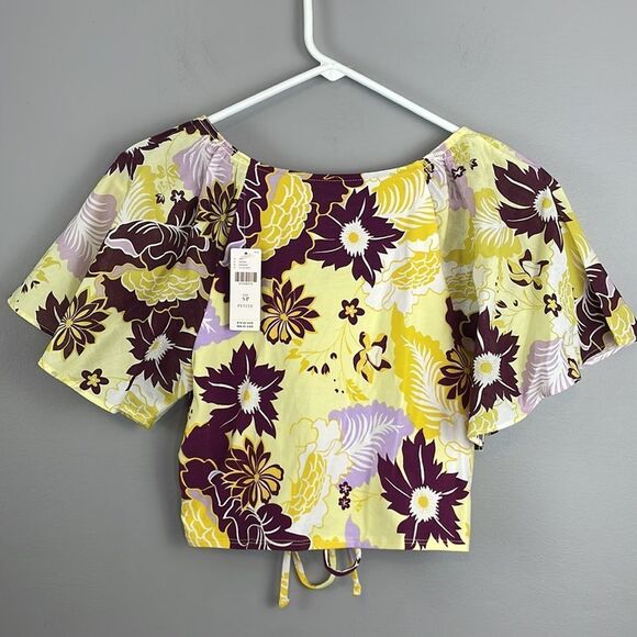 Anthropologie Maeve Floral Cinched Flutter Sleeve Top. Size Small Petite… - Picture 10 of 14